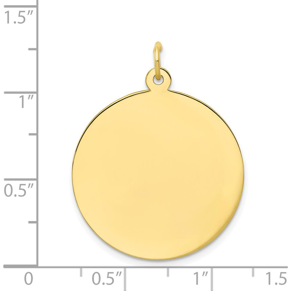 10K Yellow Gold 25mm Engravable Circular Charm with Polished Finish