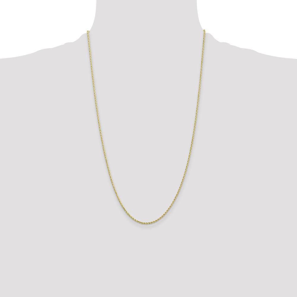 10K Yellow Gold 26" 1.5mm Diamond-Cut Rope Chain with Lobster Clasp