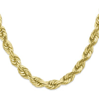 10K Yellow Gold 26" 10mm Diamond-Cut Rope Chain Necklace - Polished Finish with Lobster Clasp
