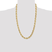 10K Yellow Gold 26" 10mm Diamond-Cut Rope Chain Necklace - Polished Finish with Lobster Clasp