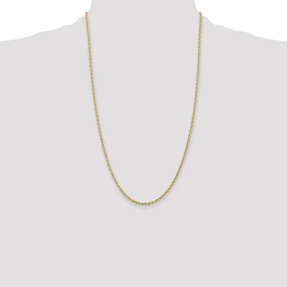 10K Yellow Gold 26" 2.25mm Diamond-Cut Rope Chain Necklace with Lobster Clasp