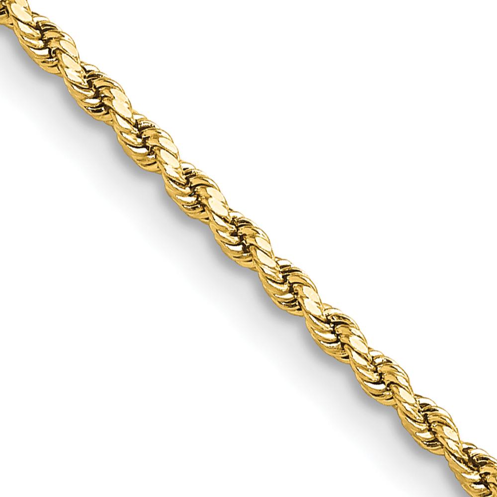 10K Yellow Gold 26" 2mm Semi-Solid Diamond-Cut Rope Chain