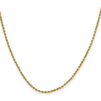 10K Yellow Gold 26" 2mm Semi-Solid Diamond-Cut Rope Chain