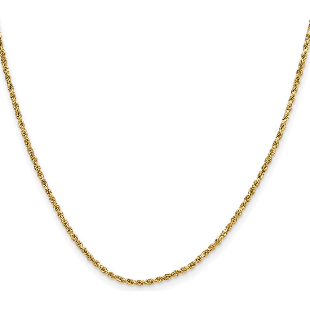 10K Yellow Gold 26" 2mm Semi-Solid Diamond-Cut Rope Chain