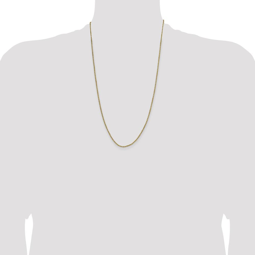 10K Yellow Gold 26" 2mm Semi-Solid Diamond-Cut Rope Chain