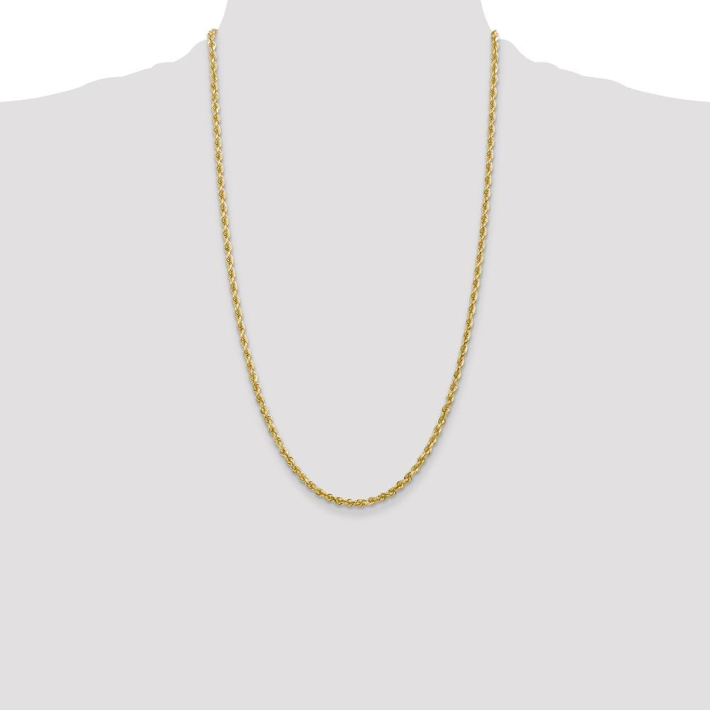 10K Yellow Gold 26" 3.35mm Diamond-Cut Rope Chain with Lobster Clasp