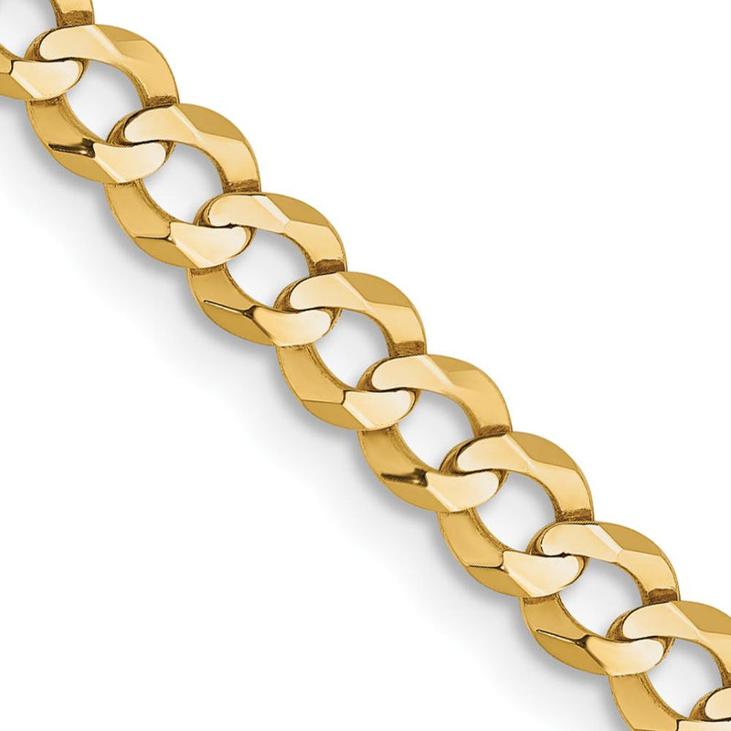10K Yellow Gold 26" 3.7mm Lightweight Flat Cuban Chain with Lobster Clasp