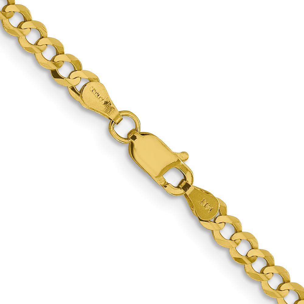 10K Yellow Gold 26" 3.7mm Lightweight Flat Cuban Chain with Lobster Clasp