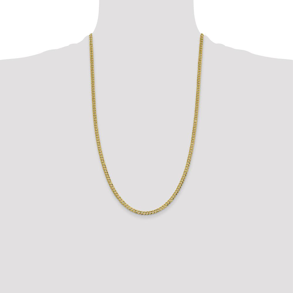 10K Yellow Gold 26" 3.7mm Lightweight Flat Cuban Chain with Lobster Clasp