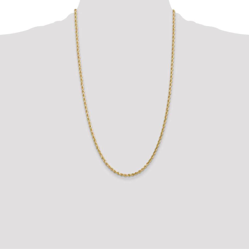 10K Yellow Gold 26" 3mm Diamond-Cut Rope Chain with Lobster Clasp