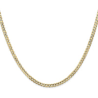 10K Yellow Gold 26" 3mm Open Concave Curb Chain Necklace