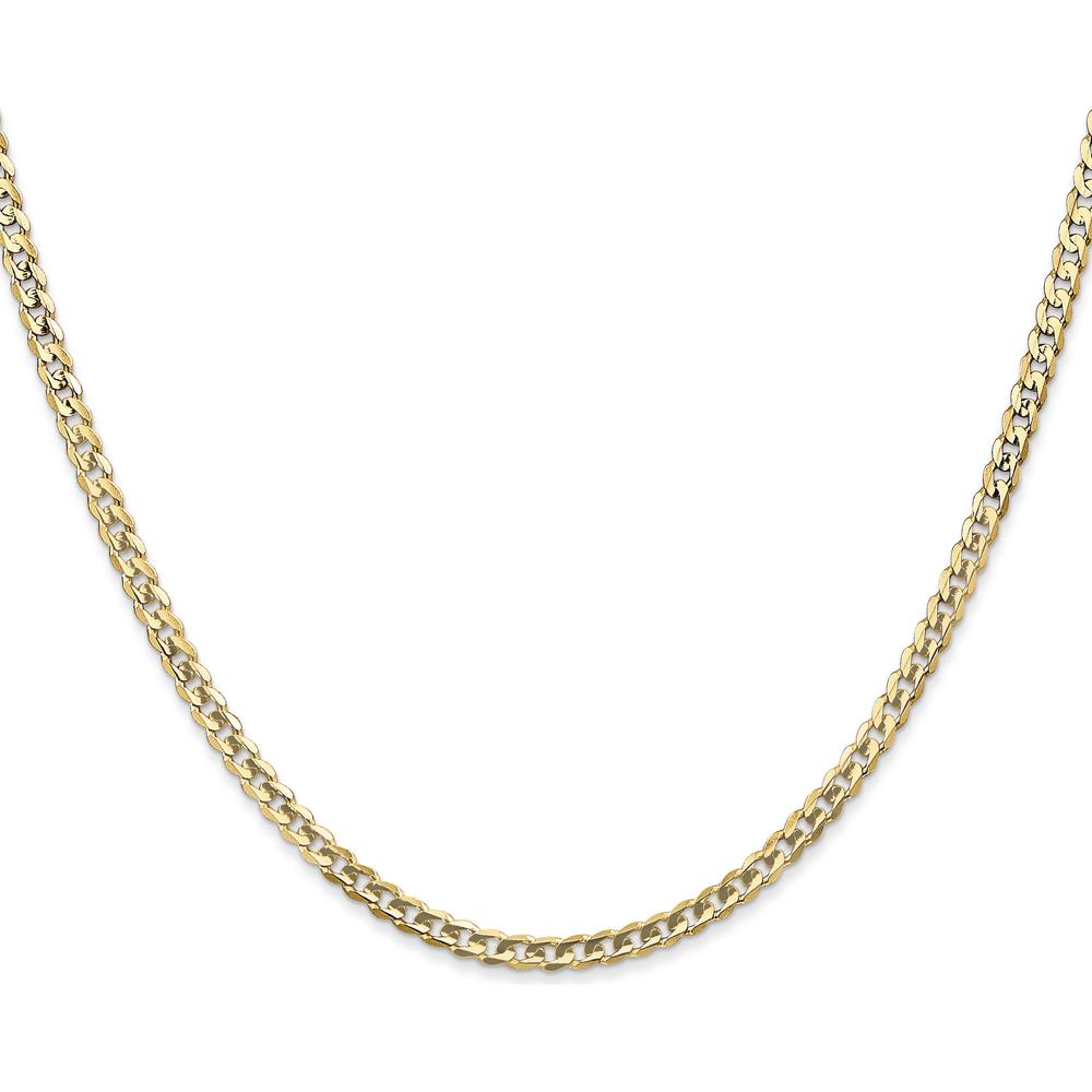 10K Yellow Gold 26" 3mm Open Concave Curb Chain Necklace