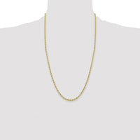 10K Yellow Gold 26" 3mm Semi-Solid Rope Chain Necklace with Polished Finish