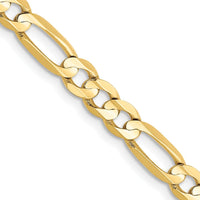 10K Yellow Gold 26" 4.5mm Concave Open Figaro Chain Necklace