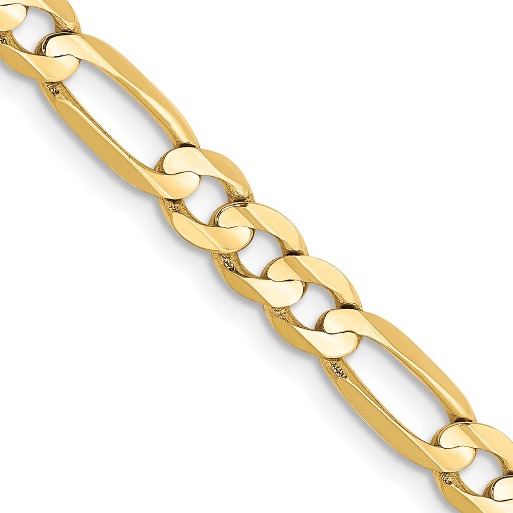 10K Yellow Gold 26" 4.5mm Concave Open Figaro Chain Necklace
