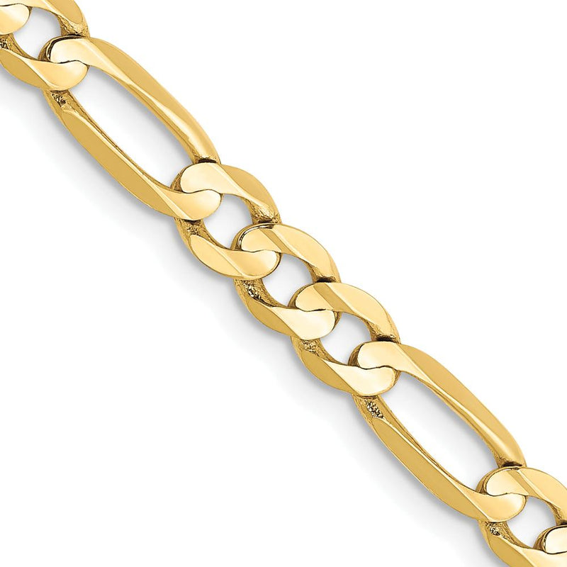 10K Yellow Gold 26" 4.5mm Concave Open Figaro Chain Necklace