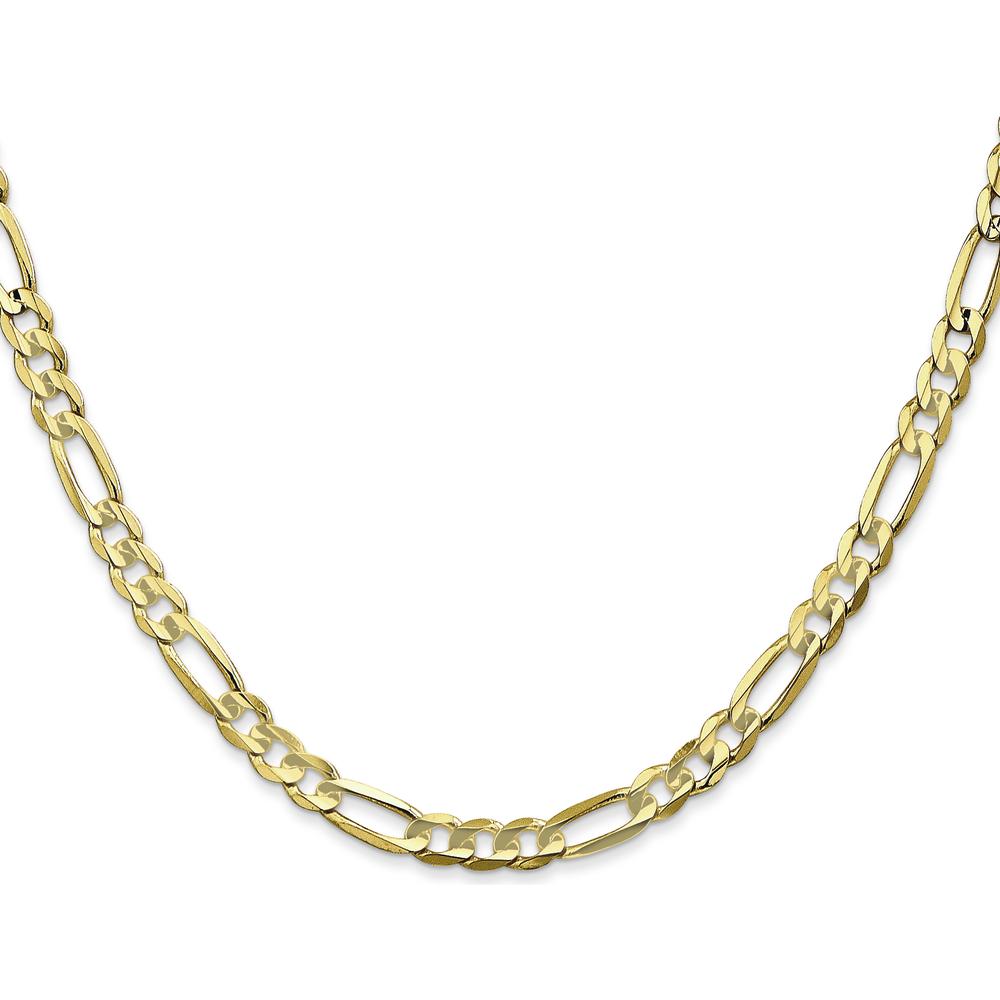 10K Yellow Gold 26" 4.5mm Concave Open Figaro Chain Necklace