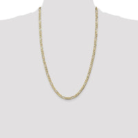10K Yellow Gold 26" 4.5mm Concave Open Figaro Chain Necklace