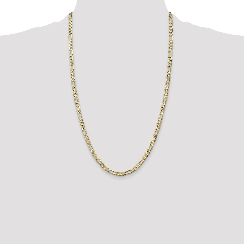 10K Yellow Gold 26" 4.5mm Concave Open Figaro Chain Necklace