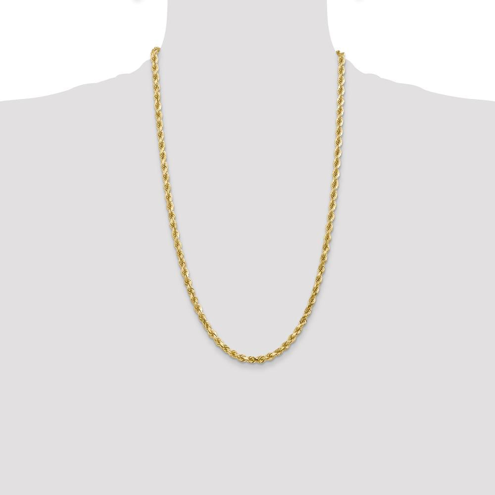 10K Yellow Gold 26" 4.5mm Diamond-Cut Rope Necklace with Lobster Clasp