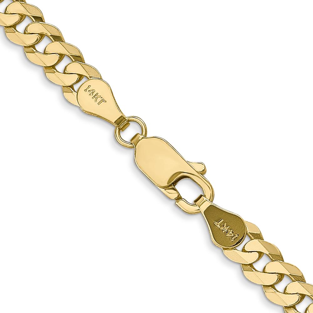 10K Yellow Gold 26" 4.75mm Flat Beveled Curb Chain Necklace