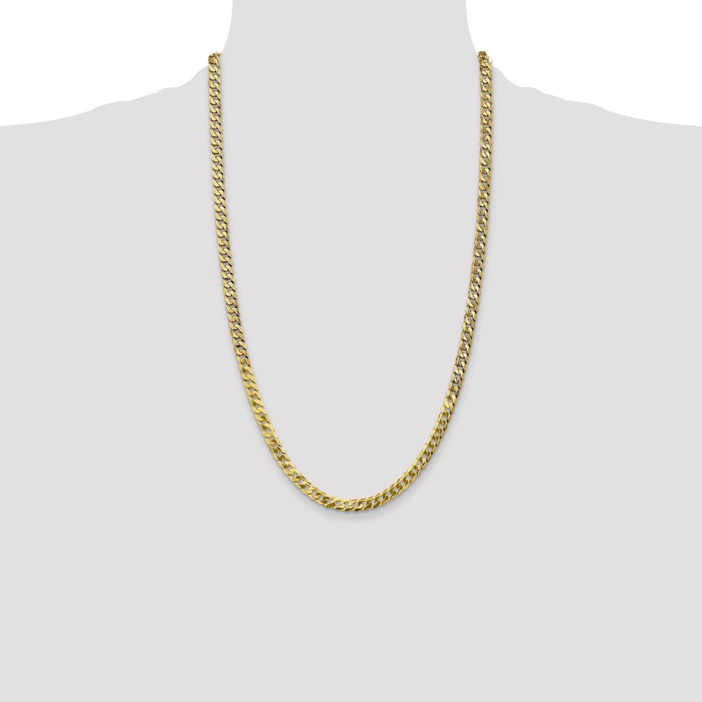 10K Yellow Gold 26" 4.75mm Flat Beveled Curb Chain Necklace