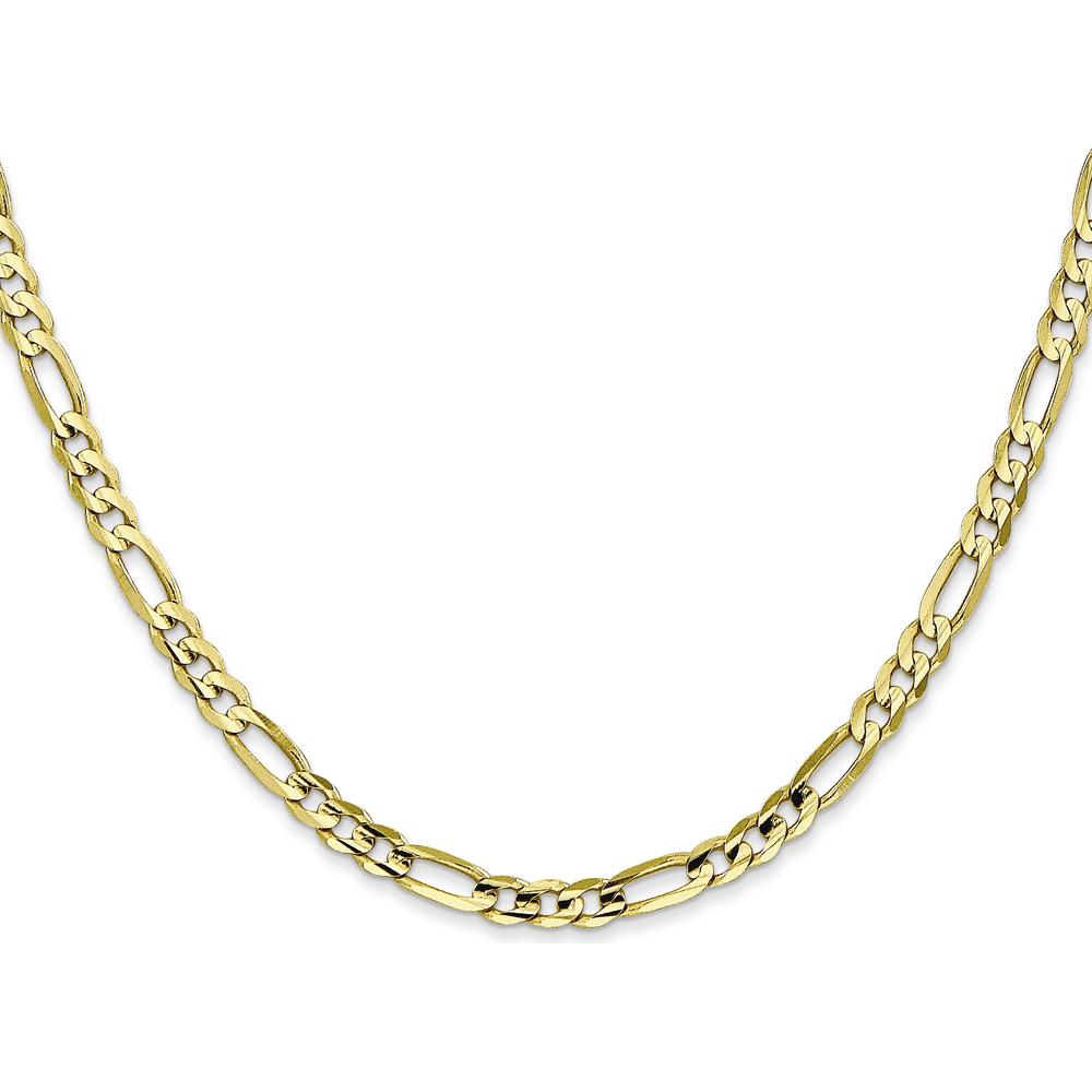 10K Yellow Gold 26" 4mm Concave Open Figaro Chain Necklace - Polished Finish