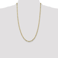 10K Yellow Gold 26" 4mm Concave Open Figaro Chain Necklace - Polished Finish