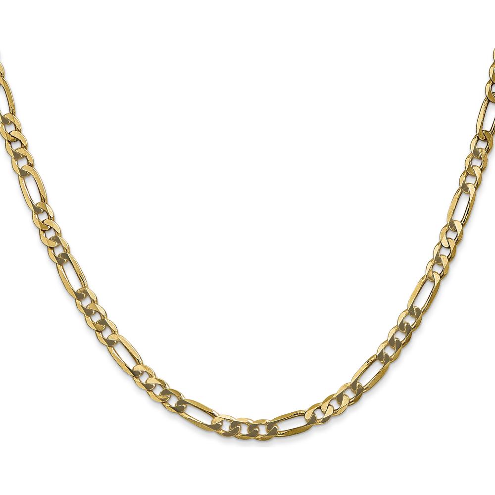 10K Yellow Gold 26" 4mm Flat Figaro Chain with Polished Finish and Lobster Clasp