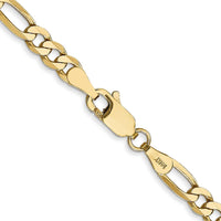 10K Yellow Gold 26" 4mm Flat Figaro Chain with Polished Finish and Lobster Clasp