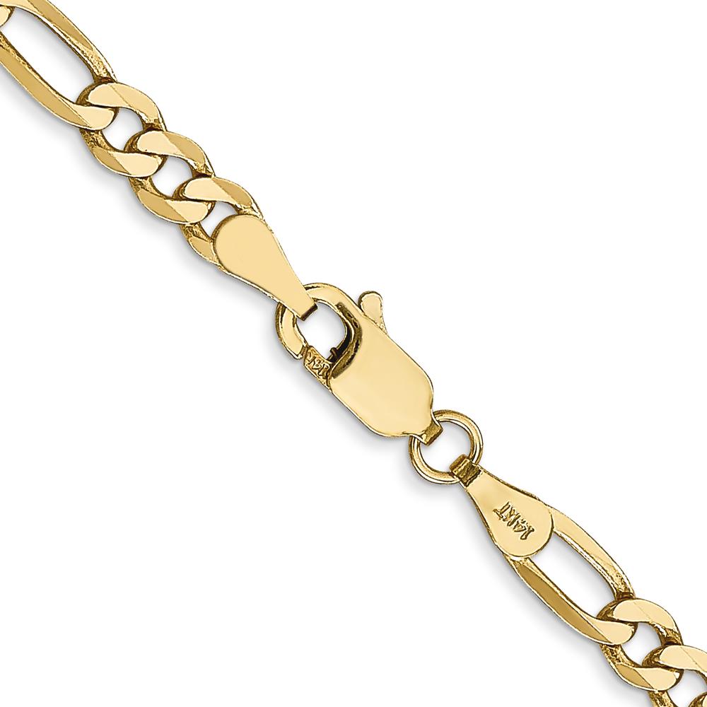 10K Yellow Gold 26" 4mm Flat Figaro Chain with Polished Finish and Lobster Clasp