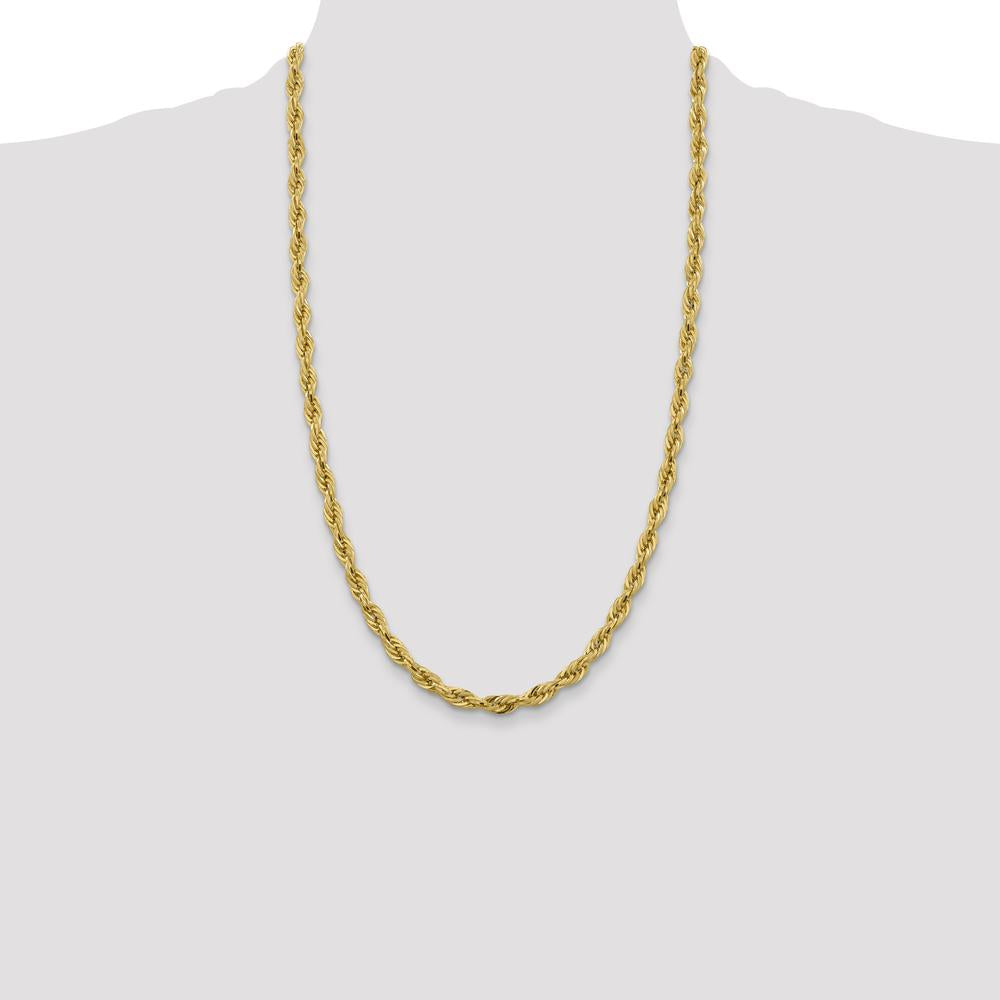 10K Yellow Gold 26" 5.4mm Semi-Solid Rope Chain Necklace