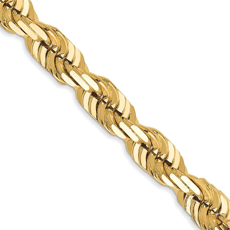 10K Yellow Gold 26" 5.5mm Diamond-Cut Rope Chain with Lobster Clasp