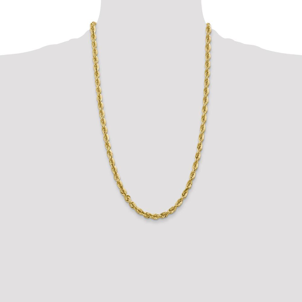 10K Yellow Gold 26" 5.5mm Diamond-Cut Rope Chain with Lobster Clasp