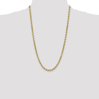10K Yellow Gold 26" 5.5mm Semi-Solid Diamond-Cut Rope Chain Necklace