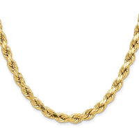 10K Yellow Gold 26" 6.5mm Semi-Solid Diamond-Cut Rope Chain