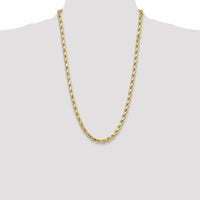 10K Yellow Gold 26" 6.5mm Semi-Solid Diamond-Cut Rope Chain