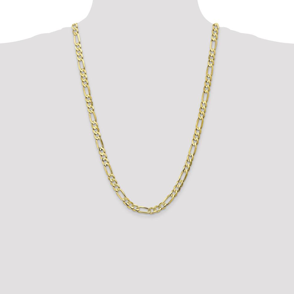 10K Yellow Gold 26" 6.75mm Figaro Chain Necklace - Polished Finish