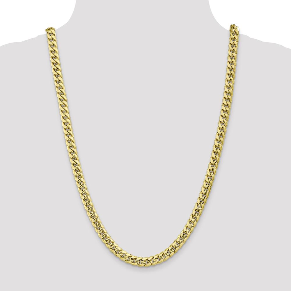 10K Yellow Gold 26" 7.3mm Semi-Solid Miami Cuban Chain