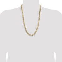 10K Yellow Gold 26" 9mm Semi-Solid Curb Chain Necklace - Lightweight, Polished Finish