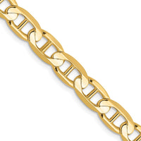 10K Yellow Gold 26" Concave Anchor Chain Necklace - 6.25mm Width