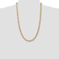 10K Yellow Gold 26" Concave Anchor Chain Necklace - 6.25mm Width