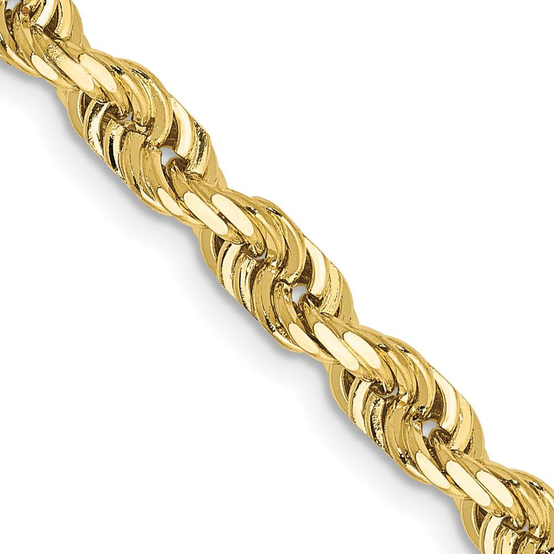 10K Yellow Gold 26" Diamond-Cut Quadruple Rope Chain - 4.5mm Width