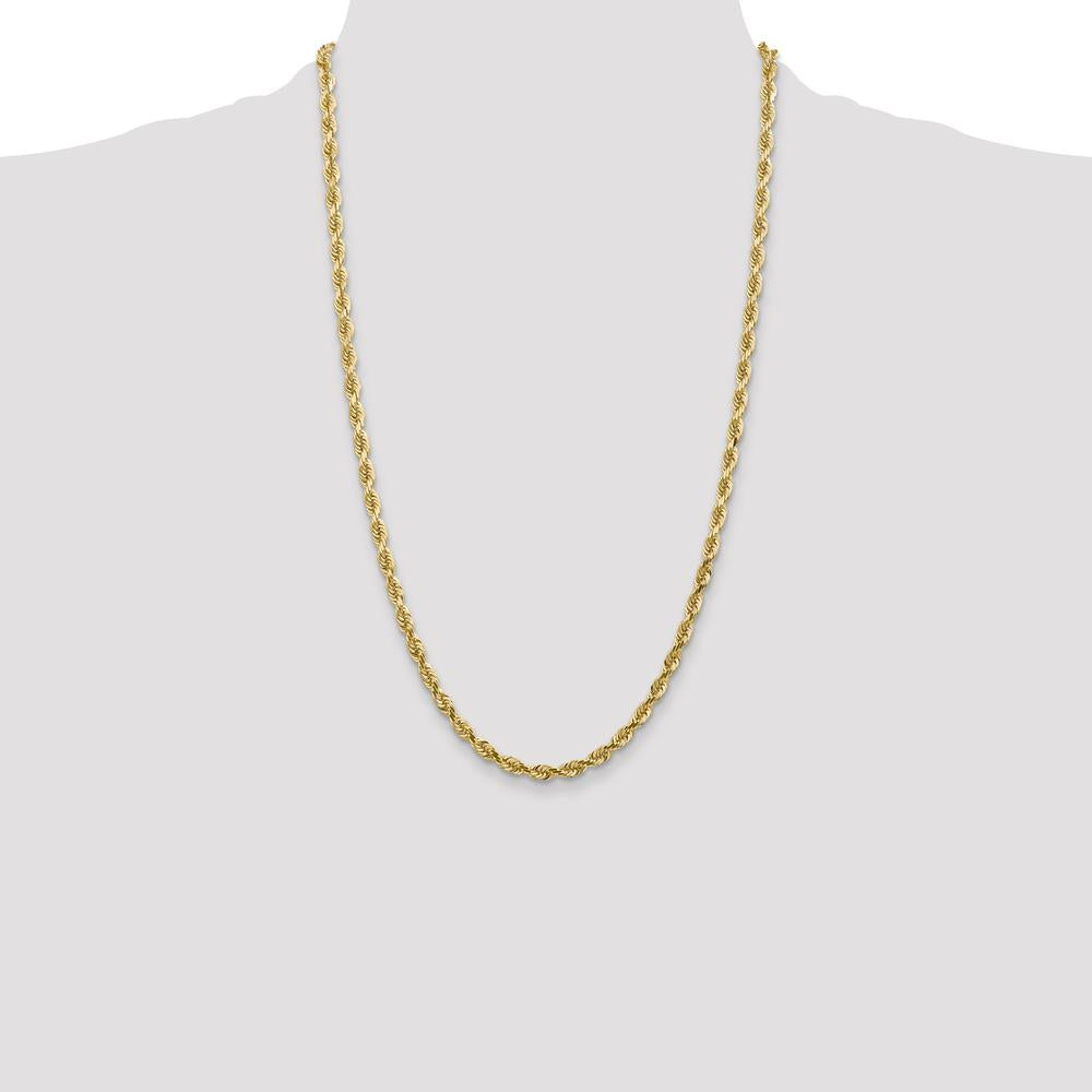10K Yellow Gold 26" Diamond-Cut Quadruple Rope Chain - 4.5mm Width