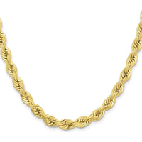 10K Yellow Gold 26" Diamond-cut Rope Chain - 6.5mm Width