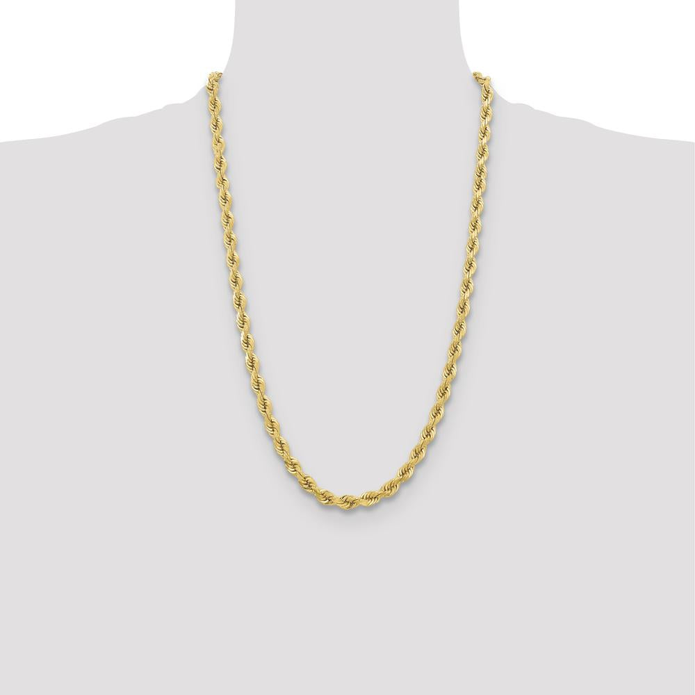 10K Yellow Gold 26" Diamond-cut Rope Chain - 6.5mm Width