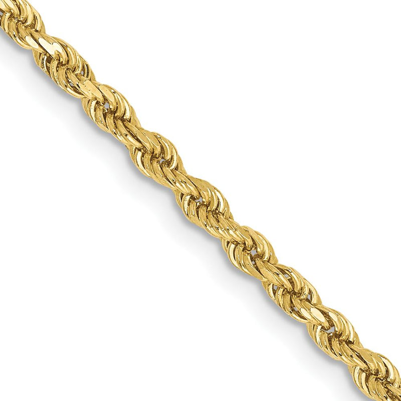 10K Yellow Gold 26" Diamond-Cut Rope Chain Necklace - 2.25mm Width