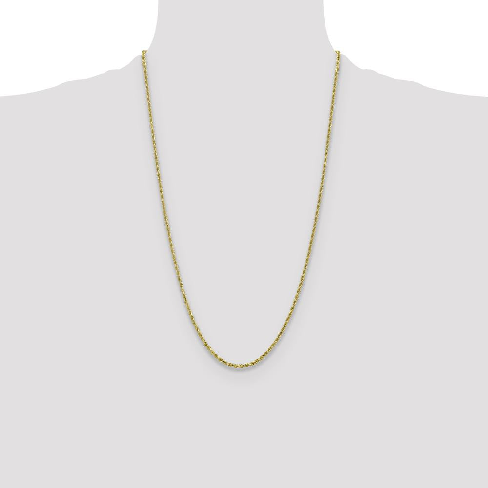 10K Yellow Gold 26" Diamond-Cut Rope Chain Necklace - 2.25mm Width