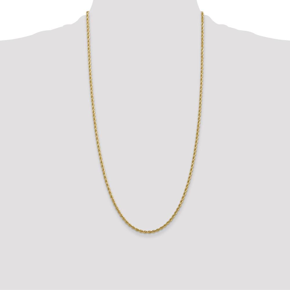 10K Yellow Gold 26" Diamond-Cut Rope Chain Necklace - 2.75mm Width