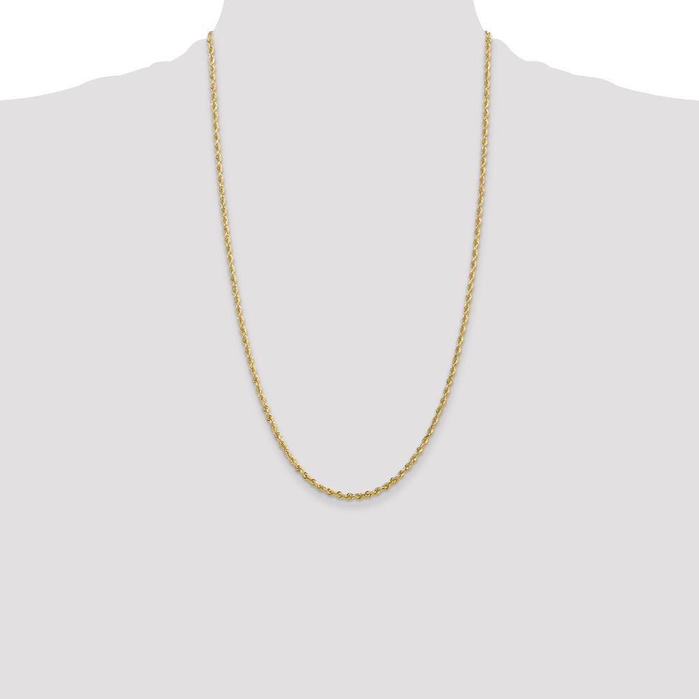 10K Yellow Gold 26" Diamond-Cut Rope Chain Necklace - 2.75mm Width